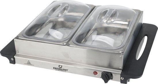 Excellent Electrics Buffetwarmer - Elektrisch - Met 2 RVS bakken - 200W