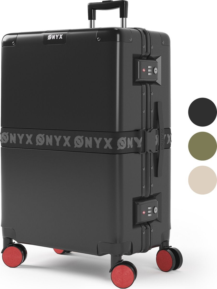 ONYX Check-in Koffer 65L - TSA slot - Spinner wielen - Lichtgewicht Trolley - Aluminium sluiting - Zwart