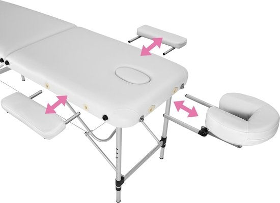 2 zones massagetafel - 4 cm matras - alu - wit - 402788