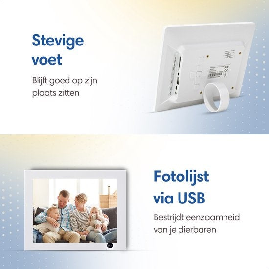 SafeLife Dementieklok XL - Digitale kalenderklok met datum en dag - Medicijnwekker, Alarmfunctie & Fotolijstfunctie - Alzheimerklok / Seniorenklok
