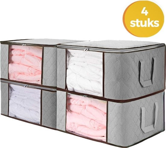 LifeGoods Opbergtas en Organizer - 4x 50L - 54x25x39 cm - Textiel - Grijs