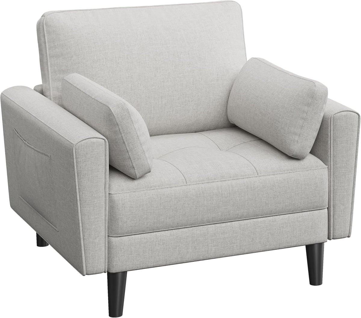 Yaheetech Loveseat Linnen Bank - Grijsbeige - 102,5 x 75 x 85,5 cm - Met 2 Kussens en Zijzakken