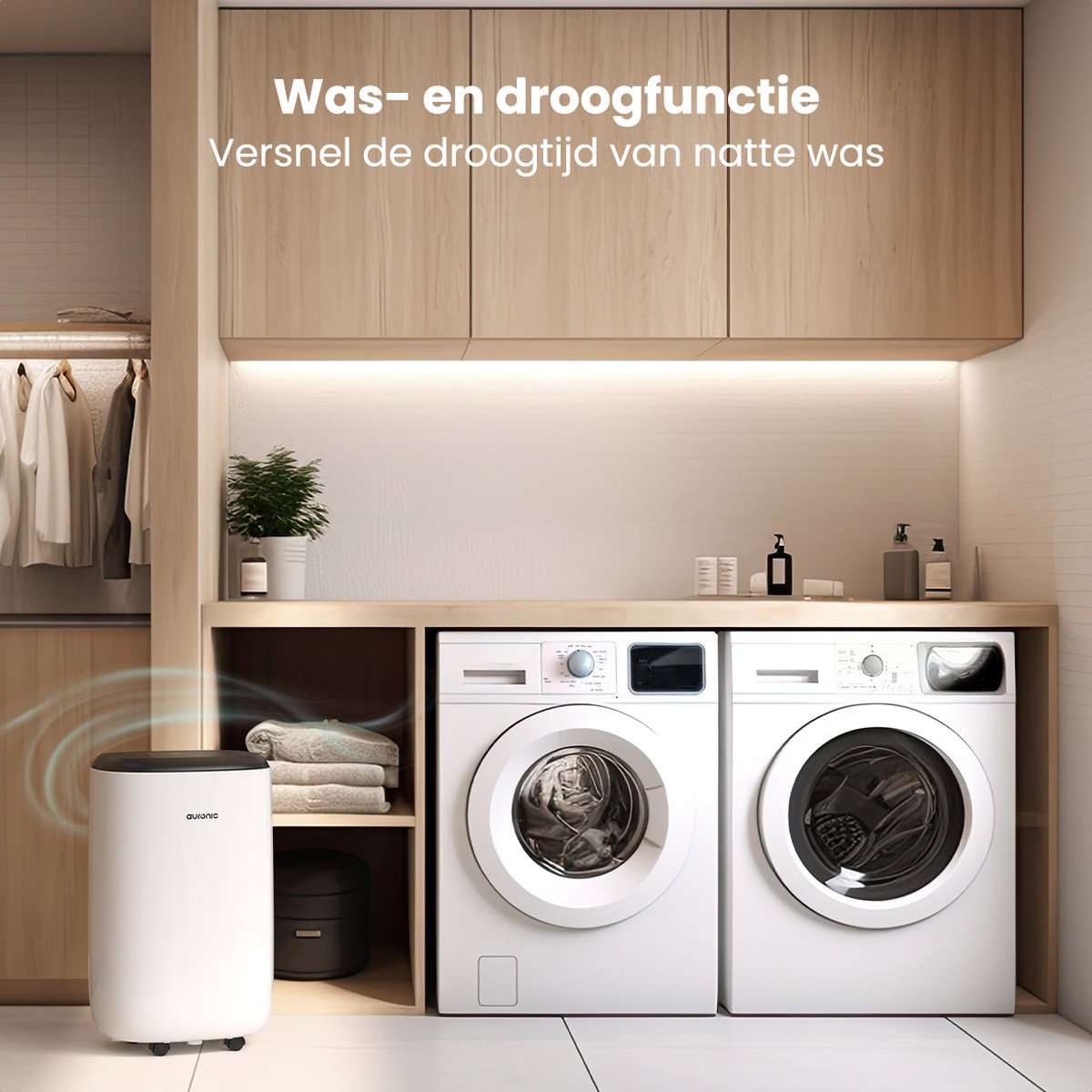Auronic Luchtontvochtiger en Luchtreiniger - Pro Plus Series - Slaapkamer en Woonkamer - Ontvochtigt 10L per dag in Huis - Was-droog functie - Wit