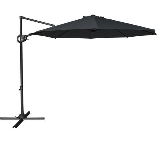 AXI Solea Zweefparasol Ø 300cm Antraciet/grijs incl. Hoes – Gepoedercoat frame met kruisvoet – 360° Draaibaar – UV werend doek