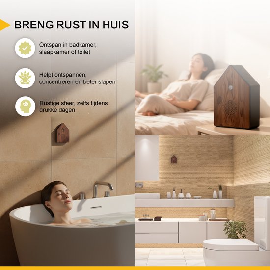 UPLY Vogelhuisje Met Geluid - Vogelgeluiden Huisje Met Sensor - 5 Natuurgeluiden Voor op Toilet/Wc - Bewegingsmelder - Zwitscherbox - Cadeau - Incl. Bevestiging