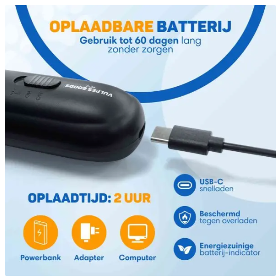 Vulpes Goods® – Ultrasone Anti Blaf Apparaat Elite – 13 x 4,5 cm – Voorzien Van 3 Modi En Variabele Frequenties En Zaklamp En USB-C Oplaadbaar – Voor Hondentraining En Gedragscorrectie – Zwart ABS Kunststof