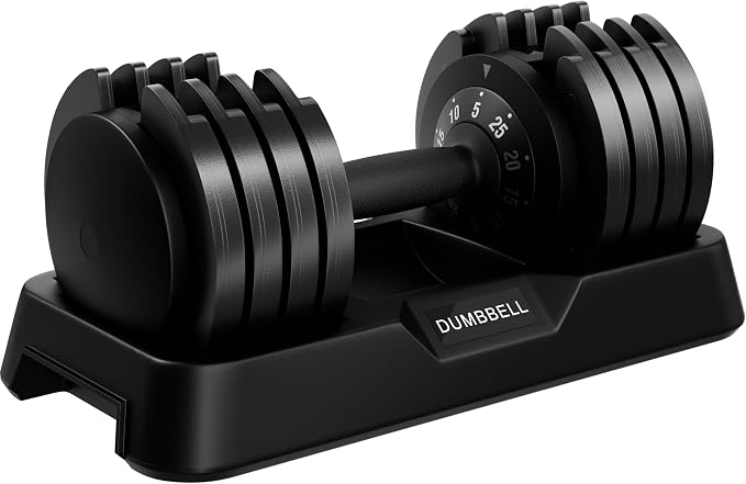 Yaheetech Verstelbare dumbbell - 5–25 kg - 1 stuk - 44 × 22 × 22 cm - Zwart/wit