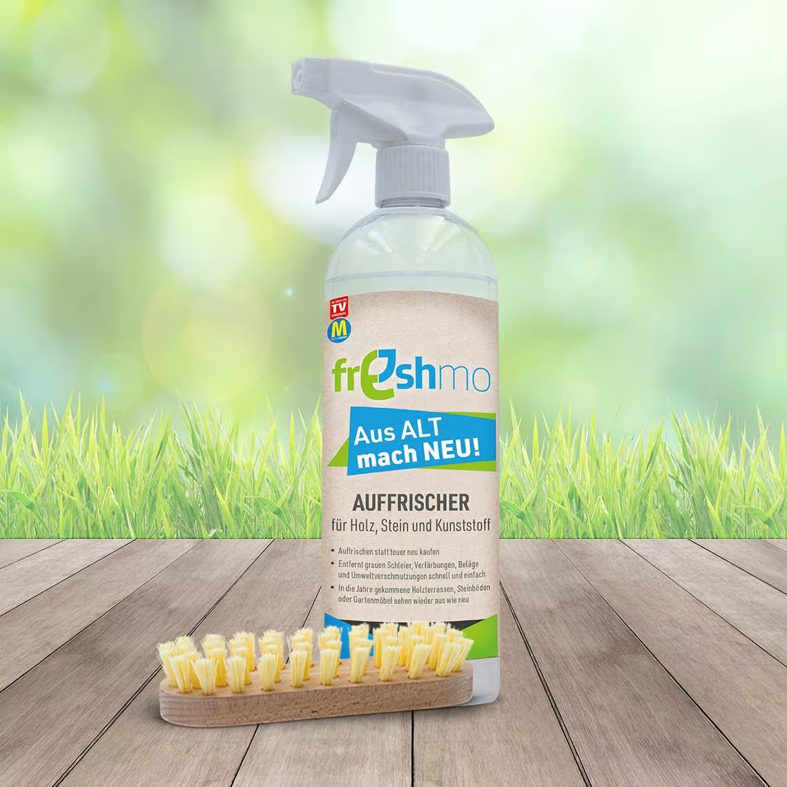 Freshmo Opfrisser 750 ml - Inclusief Borstel - Voor Hout, Steen en Kunststof - Verwijdert Grauwe Waas