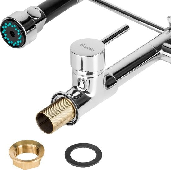 TecTake Keukenkraan - Flexibele sproeikop - 12 cm hoog - Dubbele kraan - 402140