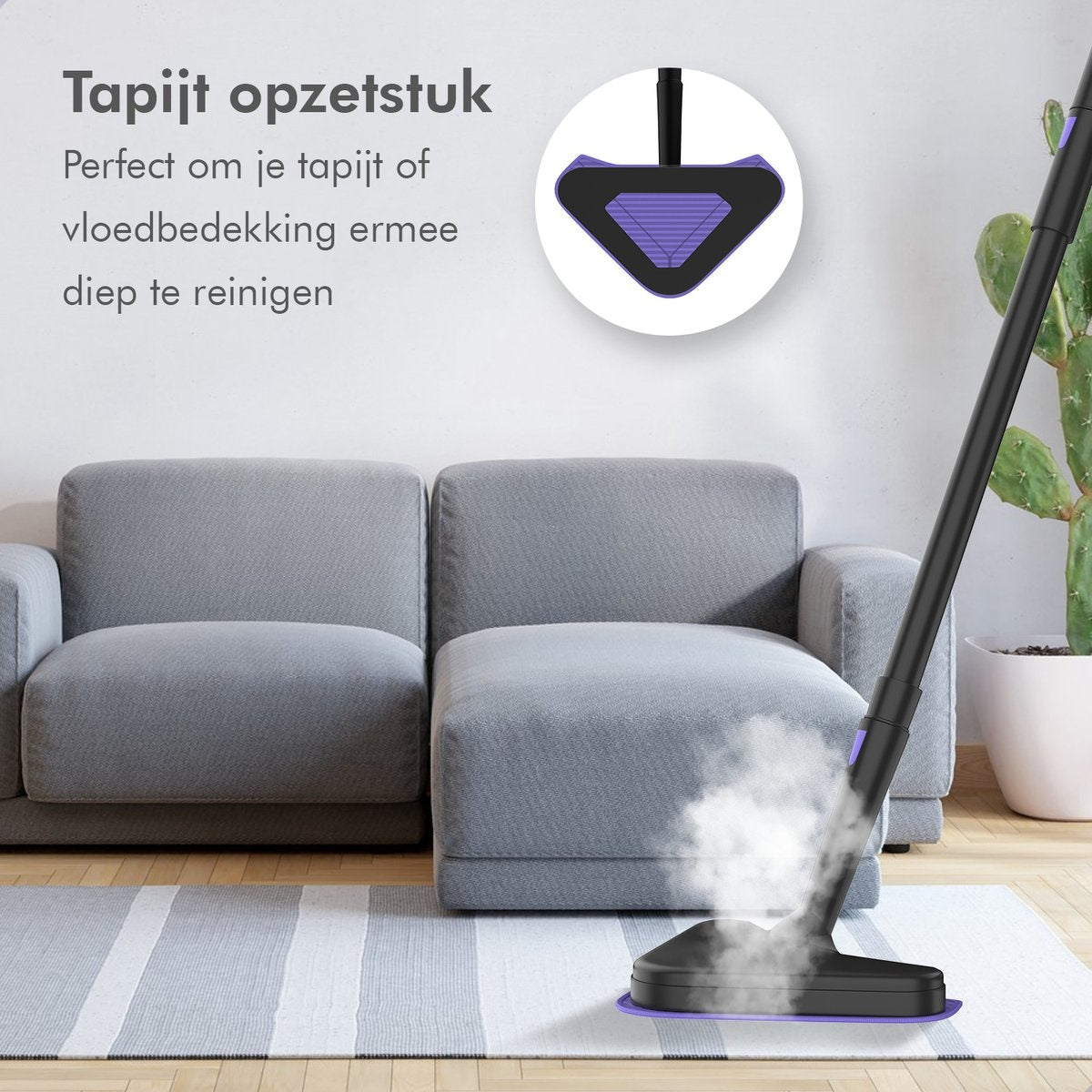 Motionflow Stoomreiniger – Instelbare Stoomkracht – 1200 W – 34 x 23 x 105 cm – Zwart/Paars