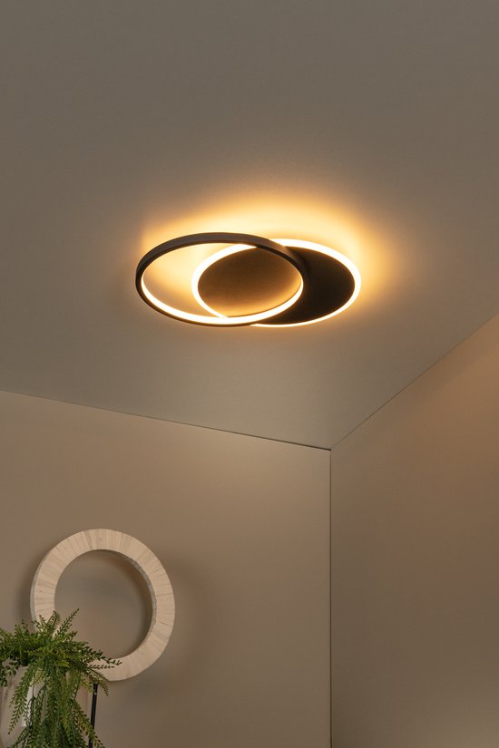 Lucide AXELLE - Plafonnière (Plafondlamp) - Ø 29,5 cm - LED 3 StepDim - 1x24W 2700K - Zwart