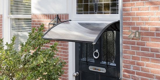 909 Outdoor Weerbestendige Deurluifel - Overkapping - UV-polycarbonaat en Aluminium - 100 x 80 cm