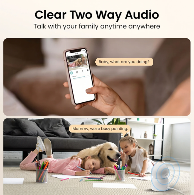 ZOSI Binnencamera - 4 MP 2,5K - Wi-Fi - 360° Draaibaar - Bewegingsdetectie - Nachtzicht - Tweeweg-audio - Appbediening