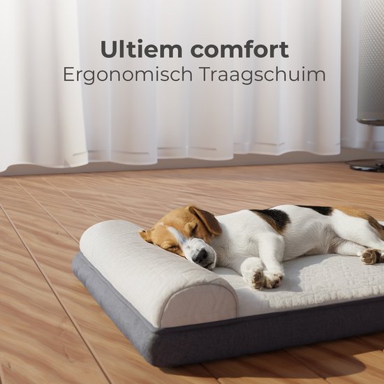 CozySense® Orthopedisch Hondenkussen 100 X 70 cm - Maat XL - Waterdicht - Geschikt Als Benchkussen & Hondenbed - Wasbare Hoes - Wit