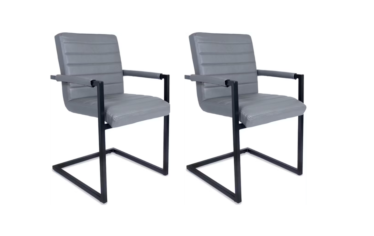 Lifa-Living Eetkamerstoel - Set van 2 - Max. 150 kg - 54 x 45 x 84 cm - Grijs