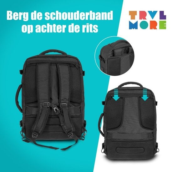 TRVLMORE Reistas - 40L - Rugzak - Handbagage Weekendtas - Backpack - Spatwaterdicht Zwart
