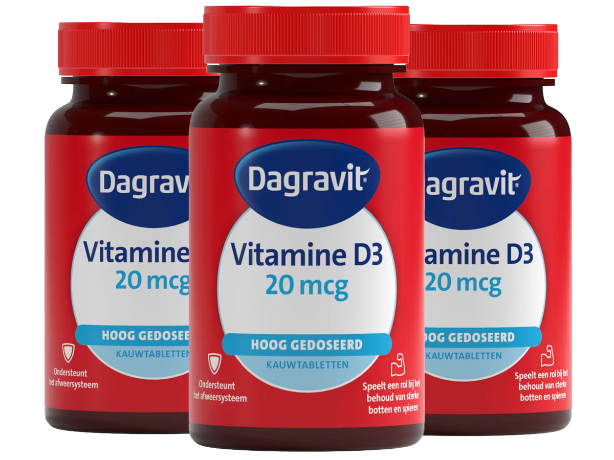 Dagravit Vitamine D3 hooggedoseerd 20 mcg - 60 kauwtabletten
