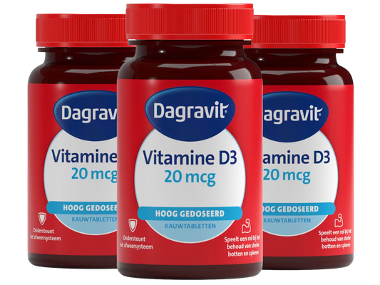 Dagravit Vitamine D3 hooggedoseerd 20 mcg - 60 kauwtabletten