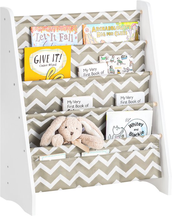 SoBuy KMB50-HG Kinderboekenkast - 7 Vakken - 63 x 28 x 76 cm - Grijs