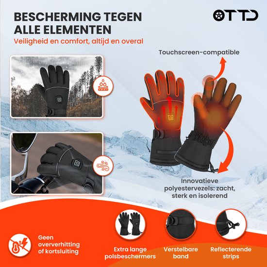 TTD® Verwarmde Handschoenen Oplaadbaar - Maat XL - Elektrische Handschoenen met Verwarming - Verwarmde Wanten - Batterij Verwarmde Handschoenen Heren en Dames - Unisex