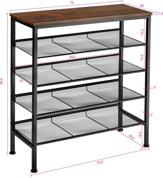 tectake - Schoenenrek Bournemouth industrial dark - 404279