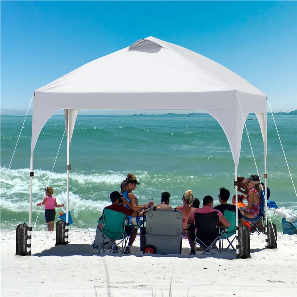 Yaheetech Opvouwbare Partytent 3 x 3 m - Wit - Verstelbaar Pop-up Paviljoen met Draagtas