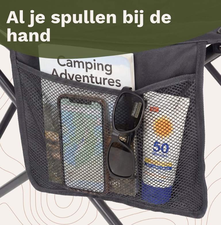 TRVLMORE Campingstoel XXL - Opvouwbaar - 160KG Draagvermogen - Incl. Draagtas - Klapstoel - Visstoel - Kampeerstoel - Vouwstoel - Grijs