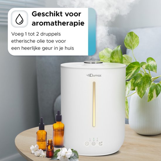 Qumax Luchtbevochtiger met Aromatherapie – Air Humidifier – Diffuser voor Woonkamer, Kantoor, Babykamer, Slaapkamer – Verschillende Standen – Stil Ontwerp – Vernevelaar 2,8L