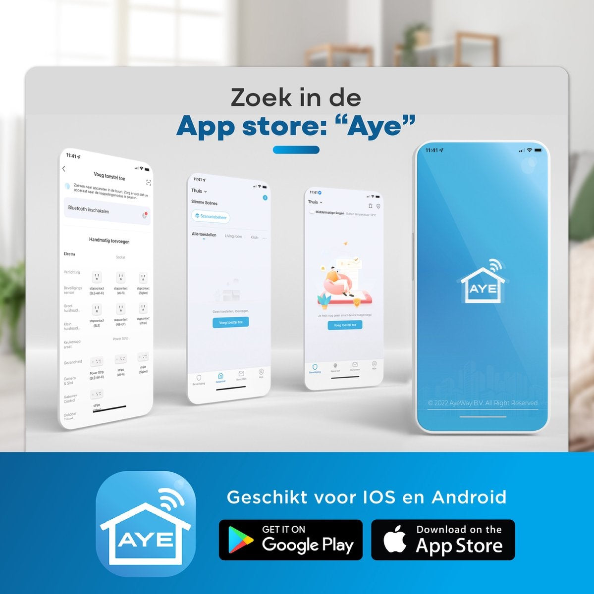 AyeCam Huisdiercamera - Met App - Incl. 32GB SD - WiFi - Beweeg & Geluidsdetectie - Beveiligingscamera