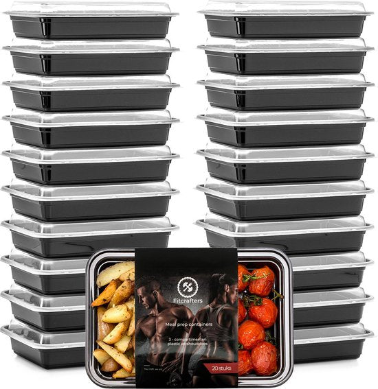 Fitcrafters Meal Prep Bakjes - Vershoudbakjes - Diepvriesbakjes - 20 Stuks - 1 Compartiment - 1L - BPA vrij