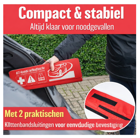HELDENWERK Auto combitas (3 in 1) volgens de huidige norm 2026 - incl. gevarendriehoek, veiligheidsvest - verbanddoos gevarendriehoek set verbanddoos auto DIN 13164:2022 (conform het Duitse verkeer)