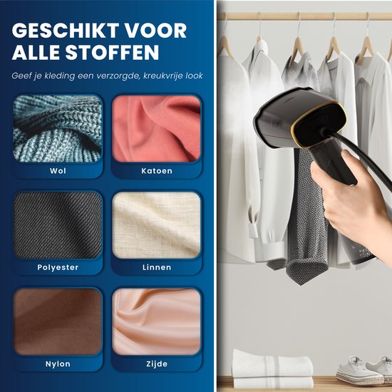HomeShift Kledingstomer - Stoomapparaat - Handstomer - Voor Kleding en Meubilair - 380ML - Zwart