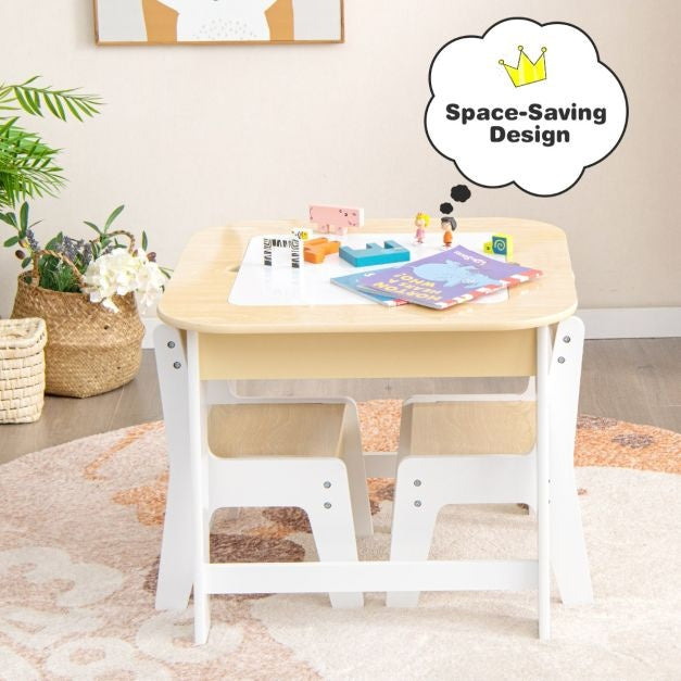 Coast kindertafel met 2 stoelen 3 TLG kinderstoelgroep hout met dubbelzijdige tafel top
