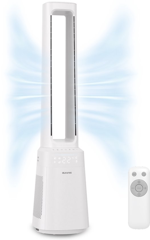 Auronic Torenventilator - Bladeless Model 2 in 1 - Luchtreiniger met HEPA-filter - Ventilator - 10 Standen - Afstandsbediening - 105 cm - Wit