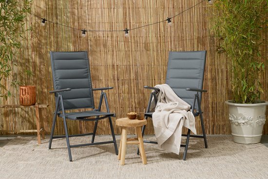 909 OUTDOOR Tuinstoelen met Padding Set/2 - Inklapbaar - Verstelbaar - Aluminium&Polyester- 67x56x106 cm