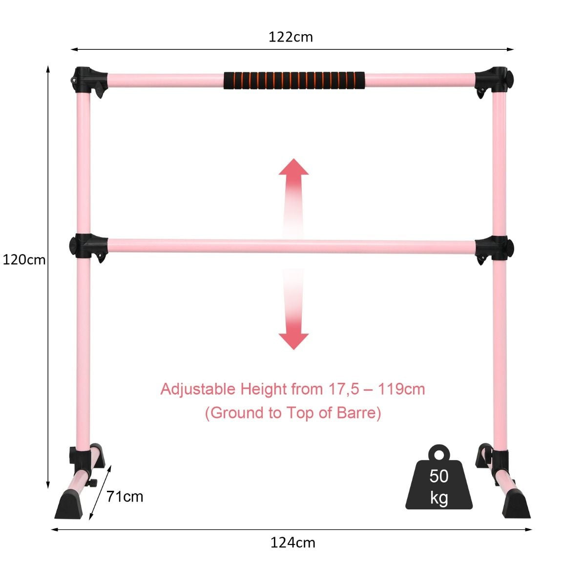 Coast Rekstok In Hoogte Verstelbaar - Dubbele Stang - 120 cm - Roze