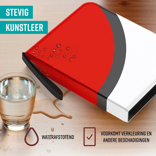 NAPI Verzamelmap voor 400 Kaarten - Binder Map voor Kaarten - 4 Pocket - Kunstleer - Premium Card Binder met Ritssluiting - 50 Pagina's - A5 Formaat - Rood/Wit