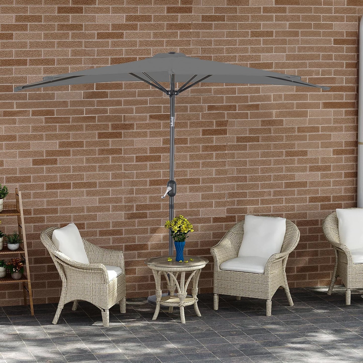 Angel Living Balkonparasol - Halfrond - 265 x 130 cm - Grijs
