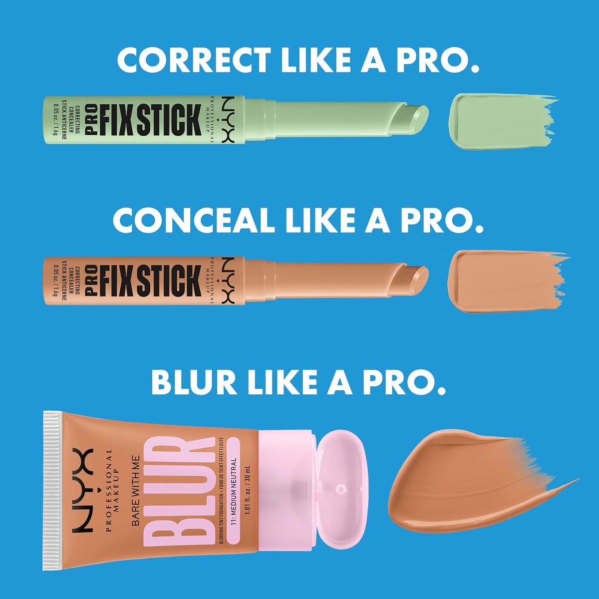 Nyx Professional Makeup Concealer Correcting Stick Pro Fix 12H - Nutmeg - Vegan Formule - 11 cm