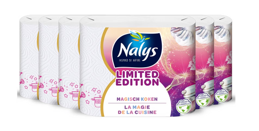 nalys limited edition keukenpapier – 2-laags – 21 cm x 24 cm – wit – 18 rollen