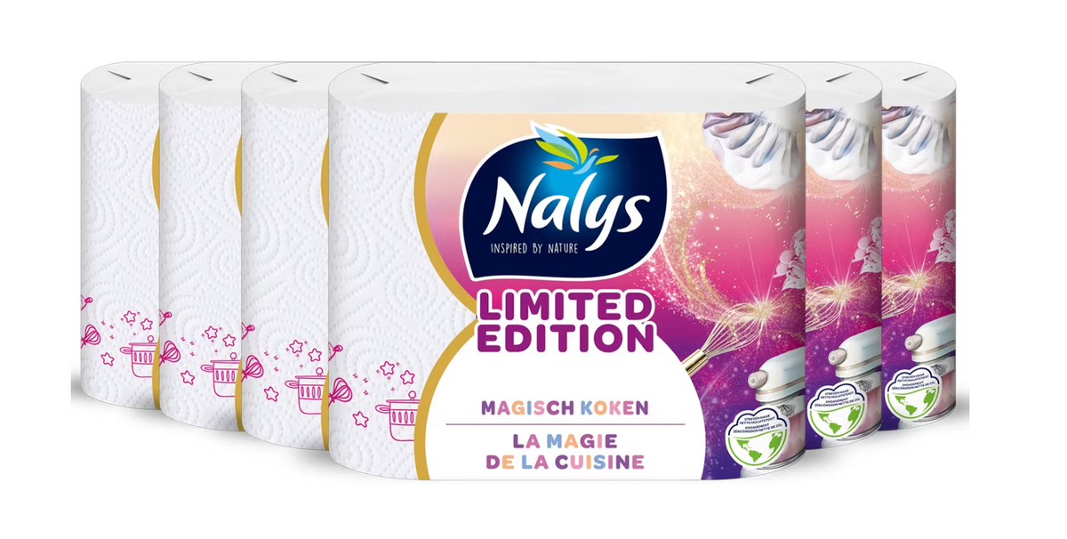 nalys limited edition keukenpapier – 2-laags – 21 cm x 24 cm – wit – 18 rollen