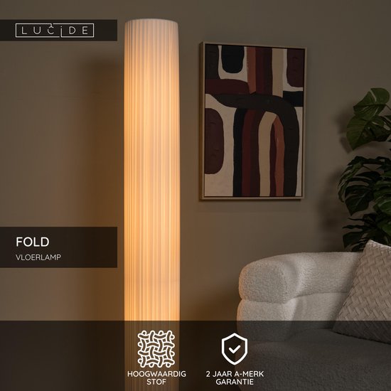 Lucide FOLD - Vloerlamp - Ø 20 cm - 3xE27 - Wit - Japandi
