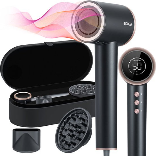 Soosia HighSpeed Ionic Föhn met Display - HeatProtect Autocare - Haardroger met Diffuser - Coolshot - 110.000 RPM