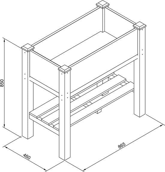 AXI Ari Verhoogde Plantenbak – Bloembakken voor buiten – Rechthoekig – Hemlock hout – FSC 100% hout – 86,5 x 46 x 85 cm – Verhoogde moestuin – Plantenbak voor Tuin en Balkon