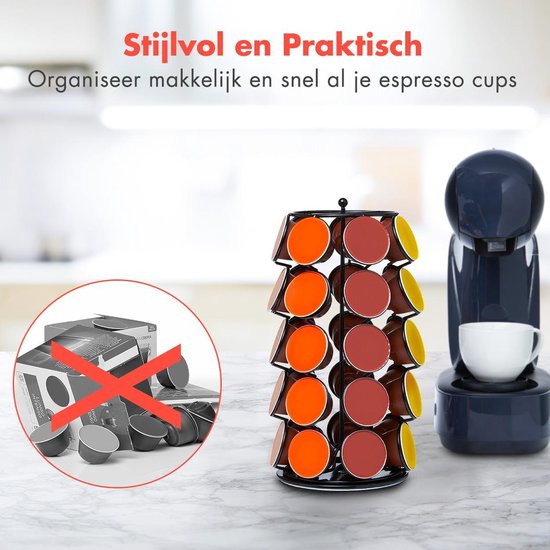KitchenBrothers Capsulehouder - Koffiecups houder - Geschikt voor Dolce Gusto - 35 Cups - Draaibaar - Zwart