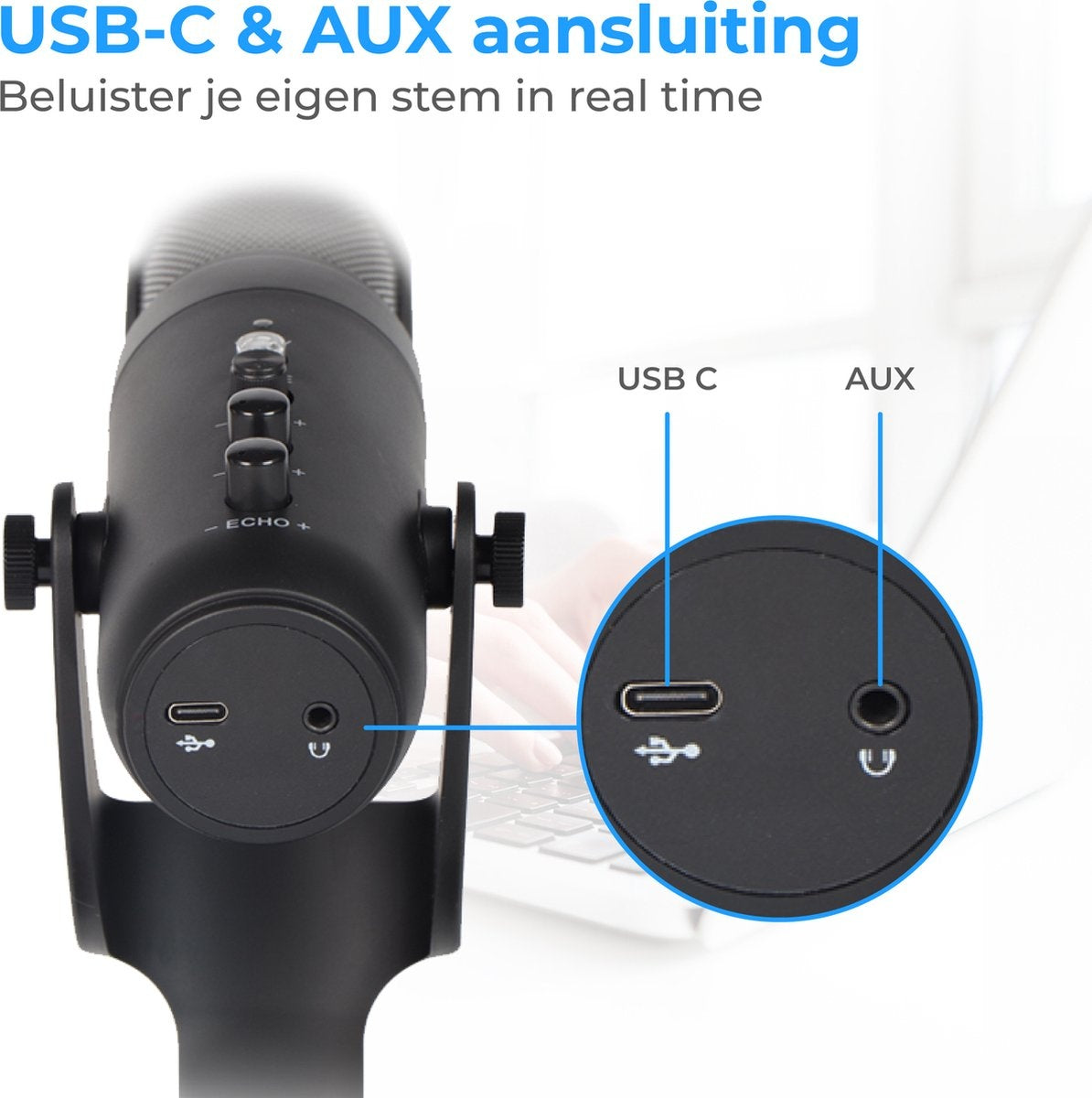 Nuvance - USB Microfoon met Standaard - voor PC en Gaming Microfoon - Streaming Microphone - RGB