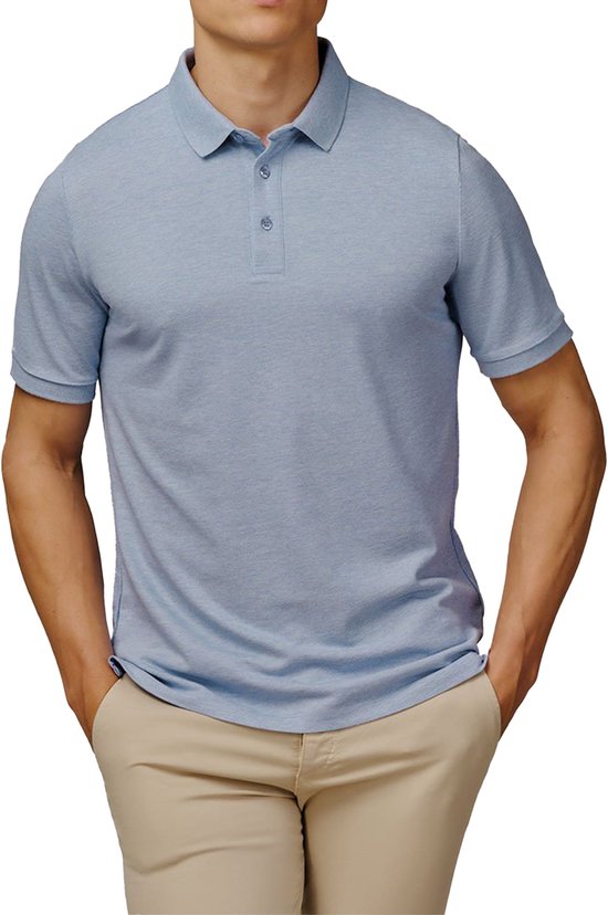 Bamboo Elements - Polo Shirt Heren - Licht Blauw Maat L - Polo Heren Korte Mouw - Pique Stof - T Shirt Heren - Bamboe