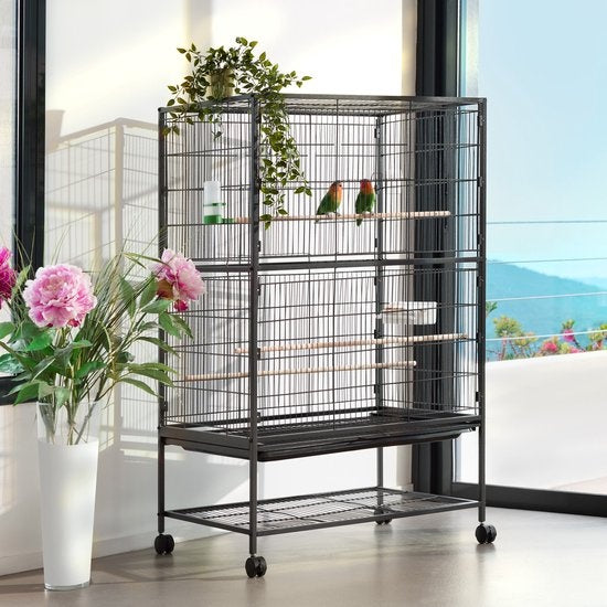 tectake® - Grote vogelkooi, volière 131cm hoog - 402287