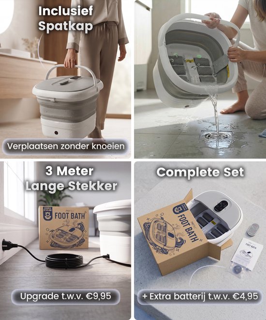 ProTrue® Voetenbad met Massage - Inklapbaar Elektrisch Voetbad met Massage Rollers - Voetmassage Apparaat met Bubbelfunctie & Verwarming tot 46°C
