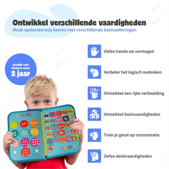 MontiPlay® Montessori Speelgoed - Sensorisch Speelgoed - Activiteitenbord - Busy Board - Montessori voor thuis - Educatief - Sensomotorisch Speelgoed - Groen